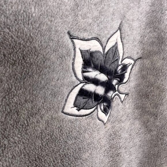 Outbrook‎ Gray Leaf Embroidered Sherpa soft Cozy Jacket - Picture 5 of 6